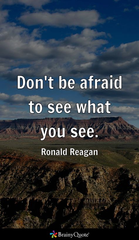 Don't be afraid to see what you see. - Ronald Reagan Ronald Reagan Quotes Inspiration, Reagan Quotes, Ronald Reagan Quotes, Business Vision Board, Business Vision, Ronald Reagan, Don't Be Afraid, What You See, Be Afraid