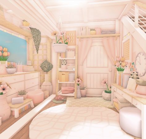 Cute Preppy Bloxburg House Layout, Bloxburg Preppy House Ideas, Aesthetic Bloxburg Layout, Room Fillers Bloxburg, Bloxburg House Fillers, Preppy House Bloxburg, Preppy Room Bloxburg, Cute Pink Bloxburg House, Bloxburg House Ideas Aesthetic