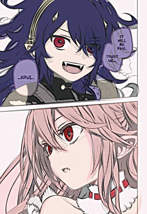 Characters: ashera Tepes and Krul tepes Manga edit Seraph of the end/ owari no seraph Krul Seraph Of The End, Krul Tepes And Asuramaru, Krul Seraph Of The End Icon, Krul Tepes Gif, Seraph Of The End Lest Karr, Seraph Of The End Krul Tepes, Seraph Of The End, Owari No Seraph, The End