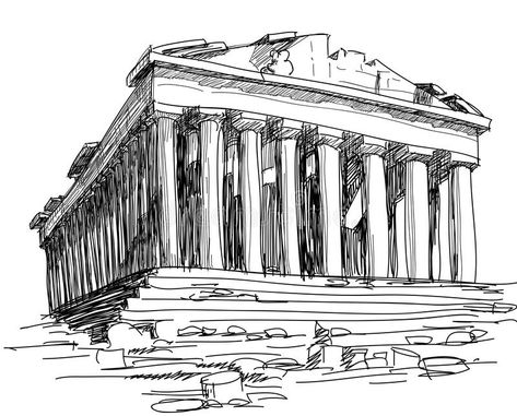 Greece Parthenon sketch. Hand drawing of ancient Parthenon in Athens , #AFF, #sketch, #Parthenon, #Greece, #Hand, #Athens #ad Parthenon Sketch, Greece Parthenon, Parthenon Greece, Greece Drawing, Sketchbook Architecture, The Parthenon, Architecture Sketchbook, Architecture Design Drawing, Architecture Drawing Art