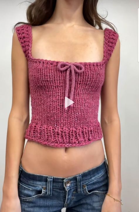 Knit Raglan Top, Beginner Knit Top Pattern Free, Knit Top Tutorial, Crochet Tube Dress, Lovecore Crochet, One Shoulder Crochet Top, Crochet Bustier Top, Crochet Sleeveless Top, Crop Top Design