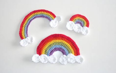 Rainbow Crochet Pattern, Free Applique Patterns, Penanda Buku, Crochet Applique Patterns Free, Dishcloth Knitting Patterns, Knitting Blogs, Rainbow Crochet, Applique Pattern, Crochet Applique