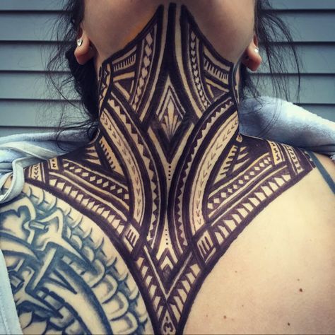 Poly Neck Tattoo, Hawaiian Neck Tattoo, Samoan Neck Tattoo, Maori Neck Tattoo, Neck Tattoo Women, Throat Tattoos, Front Neck Tattoo, Full Neck Tattoos, Neck Tattoo Ideas