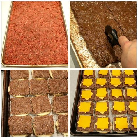 Easy Bacon Cheeseburger Sliders – Must Love Home Oven Baked Hamburger Sliders, Baked Sliders Burgers, Hamburger Sliders Hawaiian Rolls Oven Baked, Mini Slider Burgers, Cookie Sheet Hamburger Sliders, Mini Burgers In The Oven, Pan Sliders Recipes, Hamburger Sheet Pan, Sheet Pan Sliders Burgers