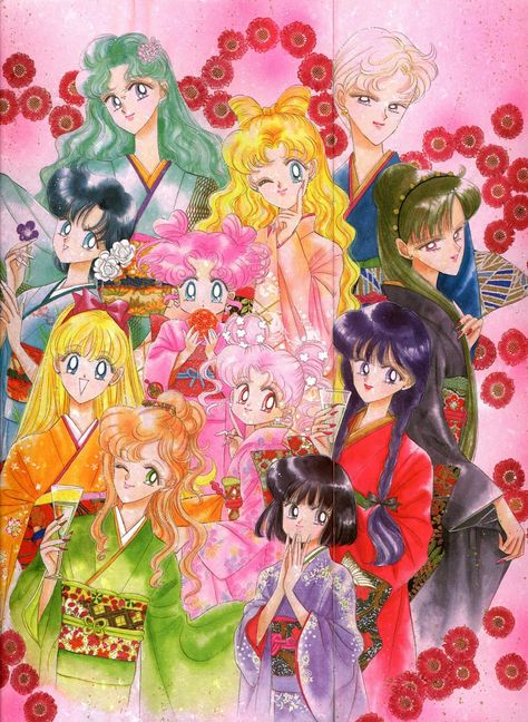 Art by Naoko Takeuchi Sailor Moon Manga Art, Sailor Moon Official, Cat Manga, Clamp Manga, Sailor Moon Group, Sailor Moon Fashion, Makoto Kino, Naoko Takeuchi, Minako Aino