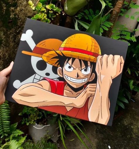 Anime Drawing Canvas, Anime Drawing Painting, One Piece Acrylic Painting, One Piece Painting Ideas, One Piece Painting Canvases, One Piece Anime Painting, One Piece Drawing Ideas, One Piece Canvas Painting, One Piece Art Drawing