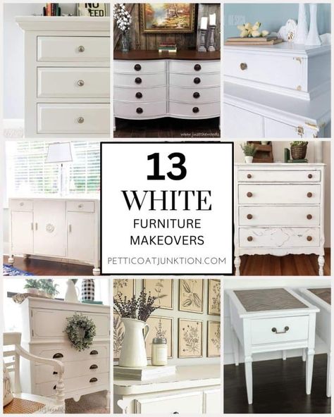 Off White Furniture Bedroom, White Antique Furniture, White Painted Furniture Bedroom, Painting Dresser White, How To Paint Furniture White, White Painted Furniture Ideas, Paint Dresser White, Paint Cedar Chest, White Furniture Ideas