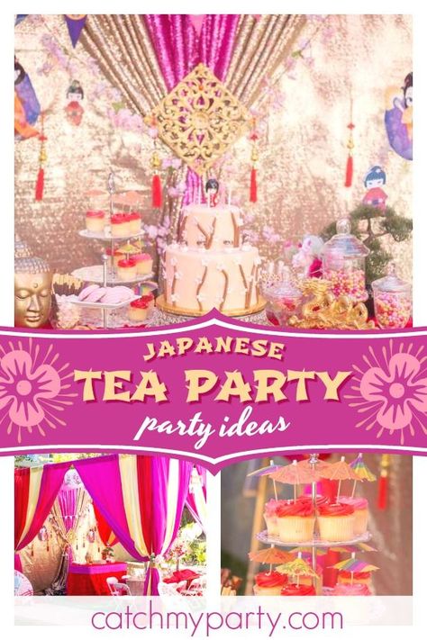 Chinese Tea Party Ideas, Japanese Tea Party Food, Japanese Tea Party Ideas, Asian Birthday Party Ideas, Asian Themed Birthday Party, Asian Tea Party, Japanese Birthday Party Ideas, Japanese Tea Party, Picnic Themes