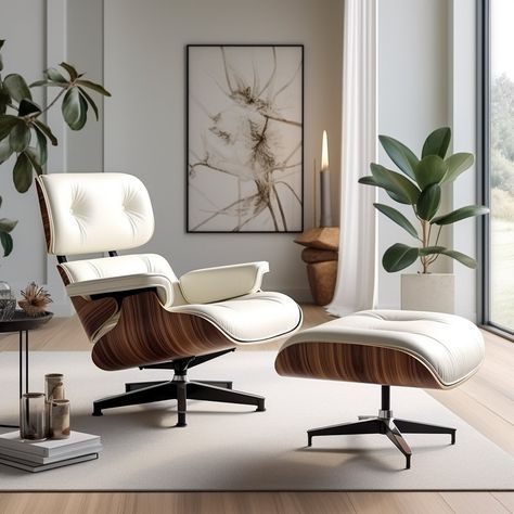 Corrigan Studio® Kihlani Leather Swivel Accent Chair & Reviews | Wayfair Plywood Finish, White Lounge Chair, Lounge Chair With Ottoman, Accent Chair With Ottoman, Walnut Plywood, Swivel Lounge Chair, Iconic Duo, Classic Armchair, Chair Stool