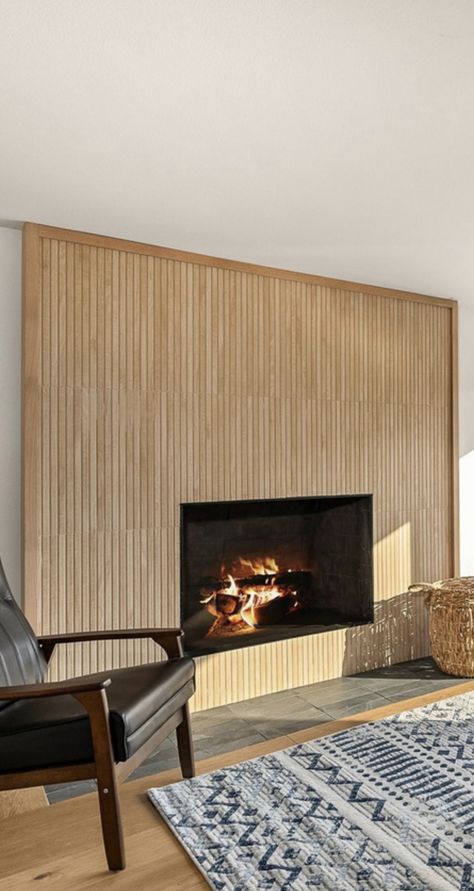 Wood Panel Fireplace, Contemporary Fireplace Designs, Beach Street, Room Fireplace, Contemporary Fireplace, House Decorations, Wood Fireplace, Fireplace Ideas, Fireplace Wall