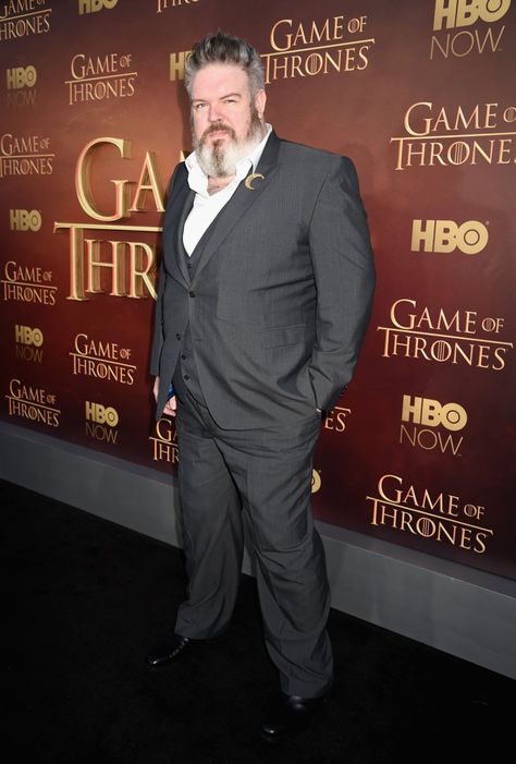 Pin for Later: The Game of Thrones Cast Was Hardly Recognizable at Last Night's Premiere Kristian Nairn Hodor! We're into the stripes — and the pin. Kristian Nairn, Plus Size Male Fashion, Plus Size Male, Game Of Thrones Cast, Real Life Stories, At Last, Big Boys, Boy Fashion, Helping People