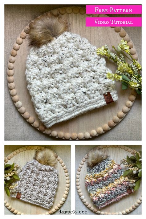 Bubble Beanie Hat Free Crochet Pattern and Video Tutorial Hat Free Crochet Pattern, Beanie Pattern Free, Crochet Beanie Pattern Free, Raffia Sun Hat, Crochet Beanie Pattern, Crochet Blog, Crochet Home Decor, Beanie Pattern, Crochet Stuff