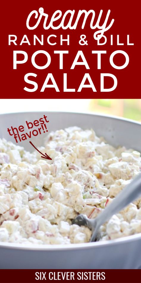 Potato Salad With Ranch, Summer Potato Salad, Summer Bbq Menu, Dill Potato Salad, Red Skin Potato Salad, Dill Potato, Veggie Salads, Ranch Potato Salad, Potatoe Salad