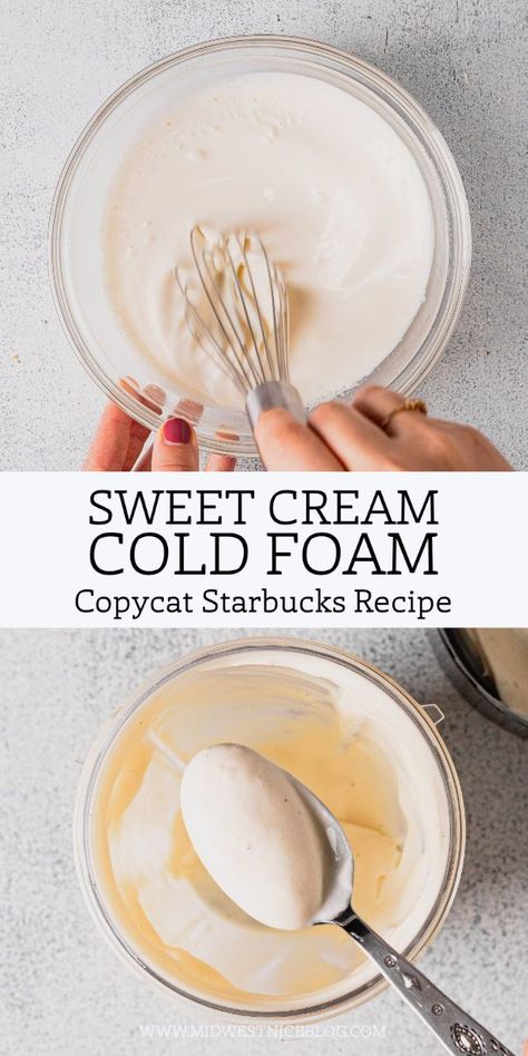 Homemade Cold Foam, Vanilla Sweet Cream Cold Foam, Homemade Cold Brew Coffee, Sweet Cream Cold Foam, Vanilla Sweet Cream, Cream Cold Foam, Nespresso Recipes, Copycat Starbucks Recipes, Cold Foam