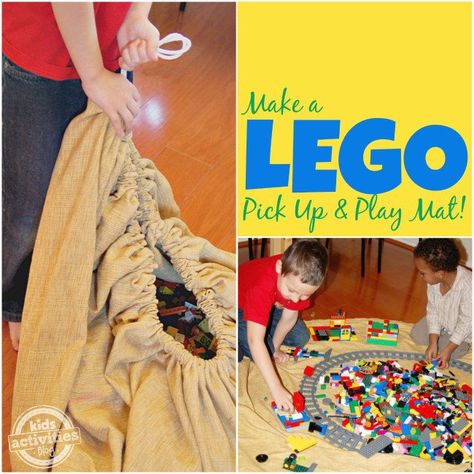 Make a LEGO Pick Up and Play Mat - Kids Activities Blog Diy Lego Storage, Kids Room Organization Diy, Lego Storage Organization, Lego Hacks, Lego Bag, Diy Kid Activities, Diy Toy Storage, Diy Lego, Easy Draw