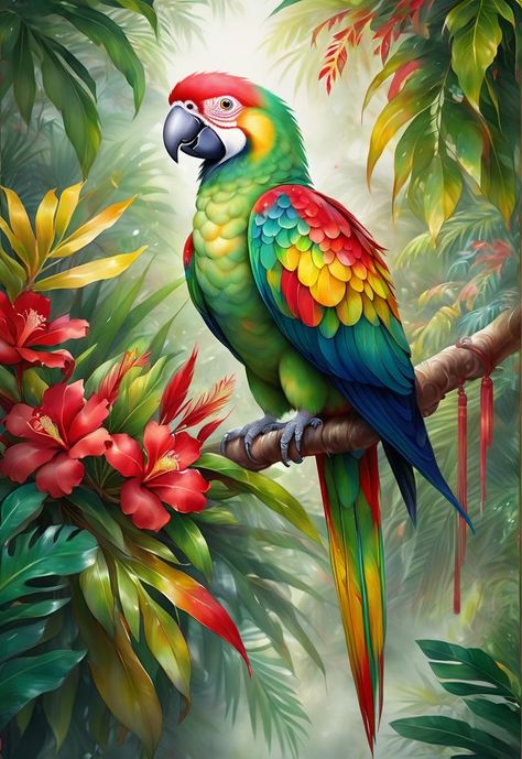 Colorful Parrots, Bird Wall Decor, Iron Wall Decor, Engraving Art, Hur Man Målar, Bird Decor, Arte Animal, Bird Drawings, Mural Painting