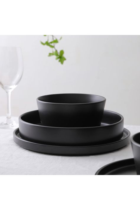 Enhance your dining experience with the Stone Lain Celina Stoneware 12-Piece Dinnerware Set! ✨ This set includes sleek black coupe plates, cereal bowls, and pasta bowls, bringing a touch of sophistication to your table. Crafted with durable stoneware, these pieces are perfect for everyday meals or special occasions. Elevate your dining aesthetic with this stylish dinnerware! #DinnerwareSet #TableSetting #AmazonAffiliate Disclaimer: As an Amazon affiliate, I may earn a commission. Dinnerware Service, Black Dinnerware Set, Matte Plates, Black Dinnerware, Dishware Sets, Stoneware Dinnerware Sets, Stoneware Dishes, Rim Design, Dinner Bowls