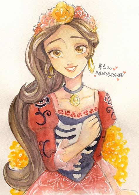 Disney Characters As Humans, Disney Character Art, Elena Of Avalor, Mexican Culture Art, Classic Disney Movies, Disney Princesses And Princes, Disney Princess Fan Art, Disney Art Drawings, Disney Images