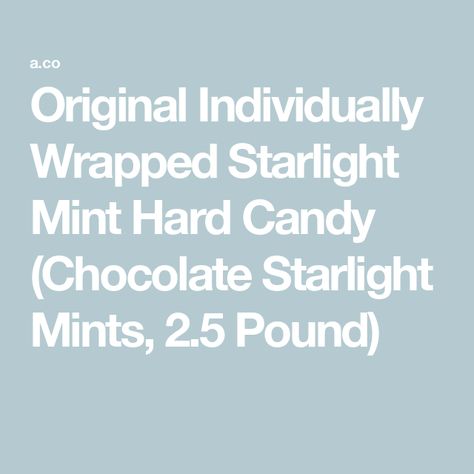 Original Individually Wrapped Starlight Mint Hard Candy (Chocolate Starlight Mints, 2.5 Pound) Starlight Mints, Candy Chocolate, Hard Candy, 5 Pounds, Gourmet Food, Gourmet Recipes, Mint, Candy, The Originals