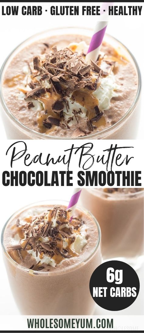 Chocolate Peanut Butter Smoothie Recipes, Low Carb Smoothie, Peanutbutter Smoothie Recipes, Healthy Chocolate Peanut Butter, Low Carb Smoothie Recipes, Chocolate Peanut Butter Smoothie, Desayuno Keto, Comidas Keto, Resep Smoothie