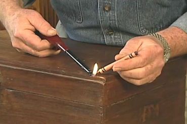 How To Repair Gouges In Wood, How To Fix Gouges In Wood Furniture, Repair Furniture, Melted Crayons, Wood Repair, Furniture Fix, Home Fix, Furniture Repair, Home Repairs