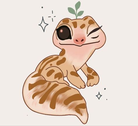 Cute Leopard Gecko Drawing, Cute Crested Gecko Drawing, Camelions Drawing Cute, Cute Gecko Art, Cute Lizard Art, Kawaii Gecko, Cute Gecko Drawing, Cartoon Lizard Drawing, Anime Lizard