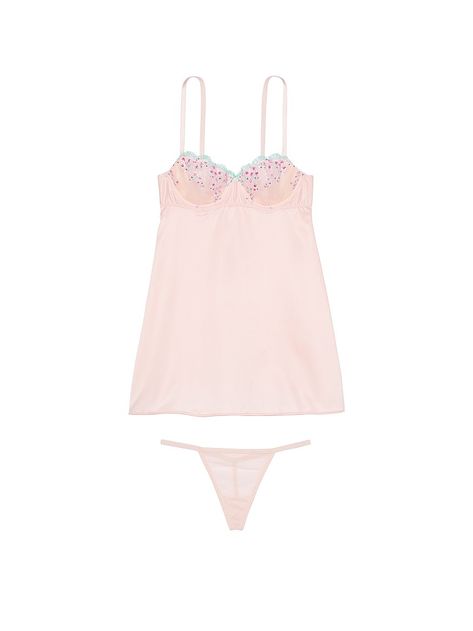 Buy Wicked Unlined Cherry Blossom Embroidery Babydoll Set - Order Babydolls online 1124074600 - Victoria's Secret US Cherry Blossom Embroidery, Blossom Embroidery, Cherry Blossom Dress, Cherry Blossoms Illustration, Blossom Dress, Lingerie Catalog, Satin Set, Lingerie Dress, Victoria Secret Fashion Show