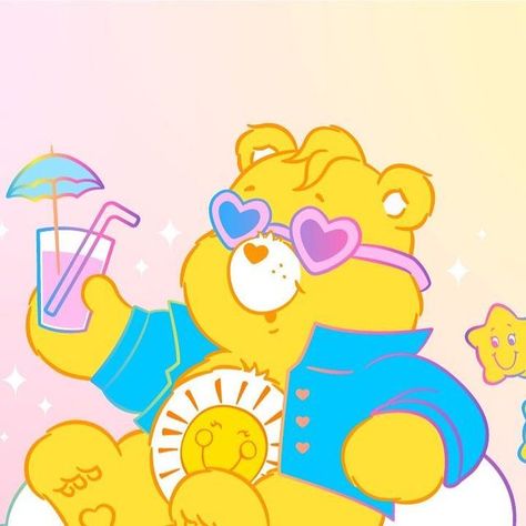 Care Bears™ on Instagram: "Easy peasy, lemon squeezy! 🍋 Funshine Bear is staying cool with a refreshing pink lemonade! ☀️ How do you beat the heat?" Easy Peasy Lemon Squeezy, Bento Cakes, Funshine Bear, Care Bear, Beat The Heat, Pink Lemonade, Care Bears, Vintage Cartoon, Easy Peasy