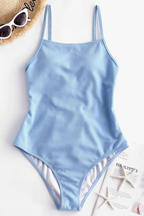 Ribbed Lace Up One-piece Swimsuit - Day Sky Blue S HOT SALES 2020, trendy one piece swimsuit, swimwear 2020 trends, one piece swimsuit, one-piece swimsuit, monokini, monokinis, cute swimwear, swimwear shop, stylish swimwear, swimming suits 2020, cute swimsuits, cool swimsuits, hot swimsuits, stylish swimsuits, fashion, moda, women, beauty, buy, sale, shop, shopping, online shopping, moda praia, maiôs, maiôs praia, saidas de praia Romwe Swimwear, Light Blue Swimsuit, Swimsuit Ideas, Blue Bathing Suit, Blue Suits, Bathing Suits One Piece, Blue One Piece Swimsuit, Swimsuit With Shorts