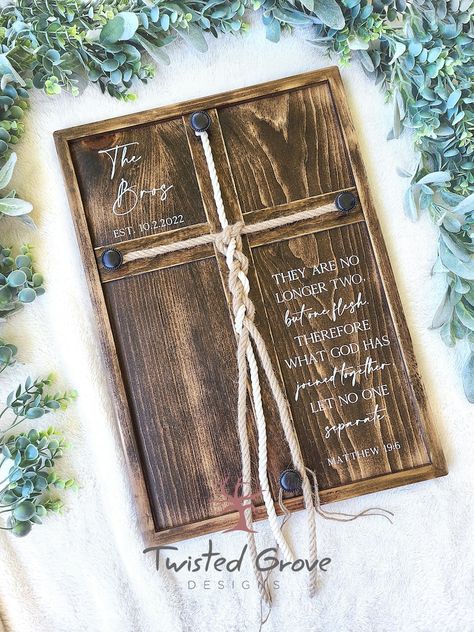 Matthew 19:6 What God Has Joined Together Let No One Separate Distressed Wood Unity Ceremony Braided Cross Sign, Rustic Wedding Ceremony - Etsy Unity Cross Wedding, Wedding Unity Cross, Unity Ceremony Braid, What God Has Joined Together, Matthew 19 6, Unity Ideas, Unity Braid, Unity Cross, Cross Sign