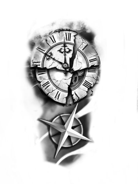 Tattoo Clock, Clock Tattoos, Dove Tattoo Design, Dove Tattoo, Compass Tattoo Design, Clock Tattoo Design, Manga Tattoo, Quality Tattoo, Chicano Drawings