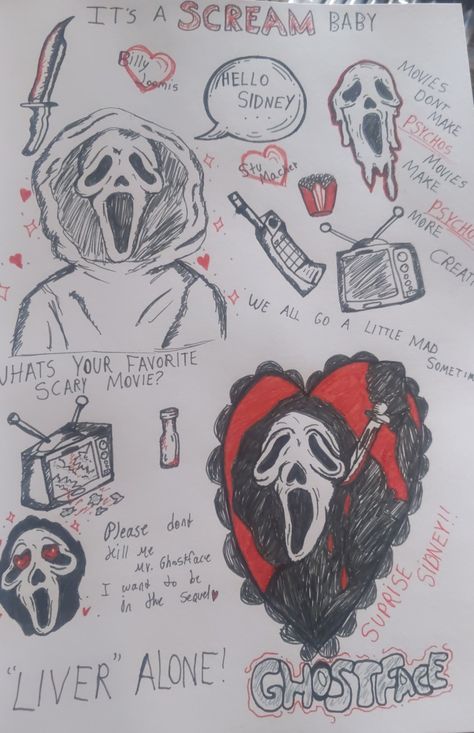 Ghostface, scream, horror, art What's Your Favorite Scary Movie, Scream Art, Mad Hat, Scream Movie, Scary Movie, Scary Movies, Scream, Art Inspo, Art Tattoo