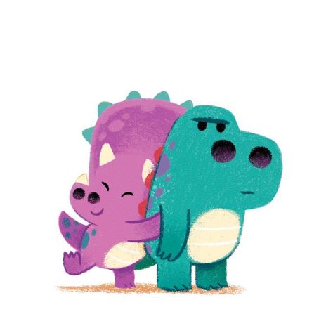 Chris Chatterton @ChrisChatterton It’s #NationalHugDay Chris Chatterton Illustration, Dinosaur Character Design, Chris Chatterton, Dino Illustration, Colourful Leaves, Dinosaur Drawing, Dinosaur Illustration, Celebration Day, Picture Books Illustration