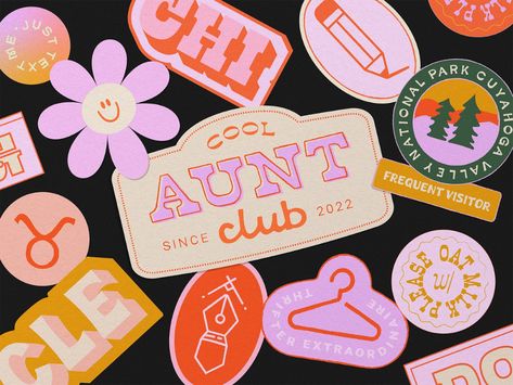 Cool Aunt Club, Icon Package, Minimal Graphic Design, Bold Logo Design, Cool Aunt, Merch Design, Club Logo, Visual Branding, Xmas Presents