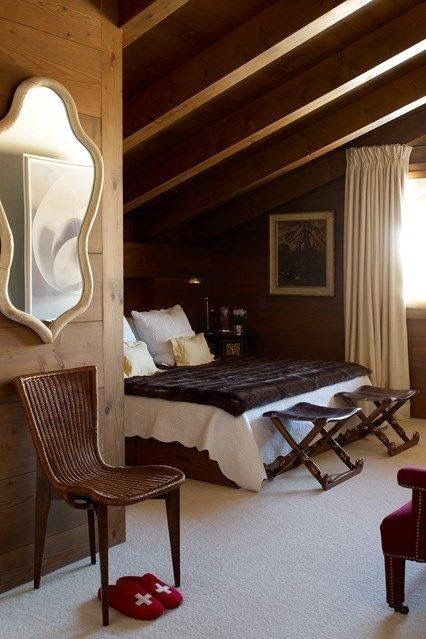 Swedish Cabin Interior, Western Aesthetic Bedroom, Ski Lodge Interior, Mountain Interiors, Chalet Interior, Chalet Design, Ski Chalet, Elegant Bedroom, Modern Cabin