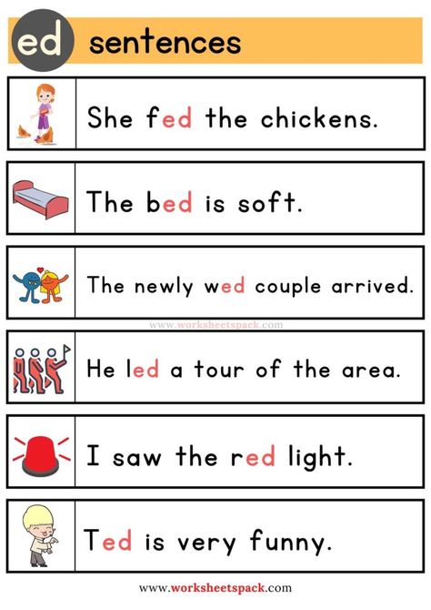 Free Ed Word Family Sentences - worksheetspack Ed Word Family Reading Comprehension, Ed Family Words Sentences, At Family Sentences, Ed Family Words Worksheet, Ed Word Family, Cvc Sentences, Phonics Reading Activities, Reading Preschool, Create Worksheets