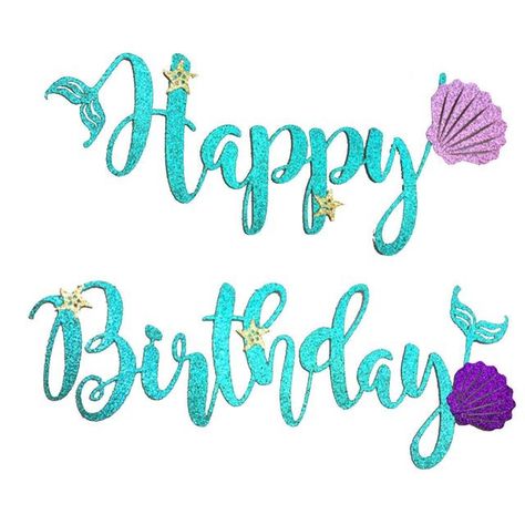 Happy Birthday Mermaid, Mermaid Banner, Birthday Granddaughter, Mermaid Happy Birthday, Happy Birthday Blue, Ariel Birthday, Birthday Letter, Birthday Mermaid, Mermaid Cake Topper