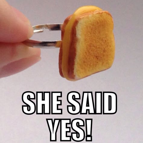 Funny meme grilled cheese ring--available on Etsy #grilledcheese #meme #funnymemes Cheese Memes Humor, Cheese Meme, Hair Meme, Cheese Dreams, Very Funny, Workout Humor, Very Funny Pictures, Rings Cool, Grilled Cheese