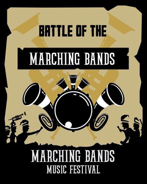 Marching band festival banner illustrati... | Premium Vector #Freepik #vector #banner #music #design #background-banner Band Poster Design, Festival Banner, Banner Illustration, Band Poster, Vector Banner, Music Design, Band Posters, Marching Band, Design Background