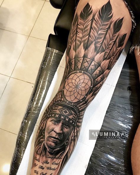 What a caterpillar calls the end of the world we call a butterfly Leg Knee Tattoo, Native Indian Tattoos, Atrapasueños Tattoo, Dream Catcher Feathers, Animal Sleeve, Native American Tattoo, Bauch Tattoos, Full Leg Tattoos, Native American Tattoos