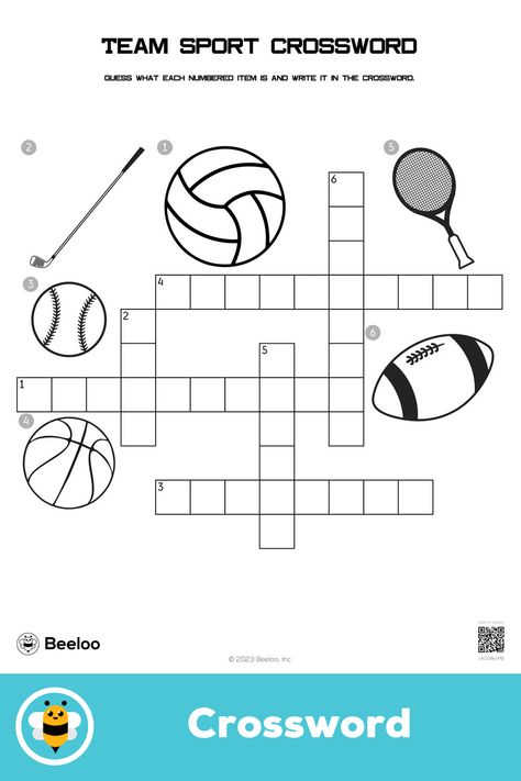 Medium sports-themed crossword puzzle for kids ages 5 and up Sports Worksheets For Kids, Sports Crossword, Sports Printables, Crafts And Activities For Kids, Puzzle For Kids, Sports Pictures, Printable Crafts, Crossword Puzzle, Printable Activities