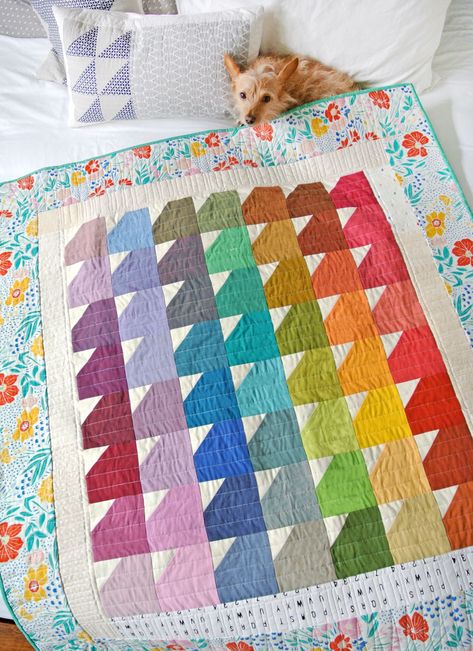 The 4 Best Quilting Rulers - Suzy Quilts Quilt Simple, Rainbow Quilts, Suzy Quilts, Solid Quilt, Pieced Quilts, Dog Quilts, Rainbow Quilt, Quilt Care, Quilting Inspiration