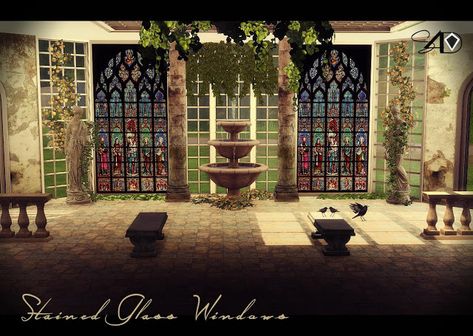 Sims 4 CC's - The Best: 22 Stained Glass Windows by Daer0n Alcohol Ink Glass, Sims Medieval, Sims 4 Tsr, Window Stained, Stained Glass Angel, Painted Glass Art, Sims 4 Downloads, Sims 4 Cc Furniture, Sims 4 Build