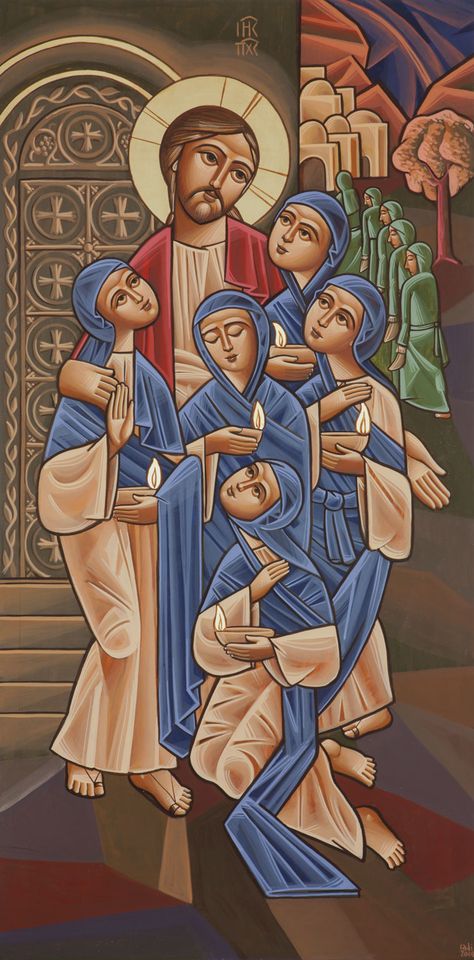 Icon by Fadi Mikhail 2014 Parable Of The Ten Virgins, Coptic Art, Coptic Icons, Church Icon, Orthodox Christian Icons, Russian Icons, Byzantine Icons, Religious Images, Orthodox Christianity