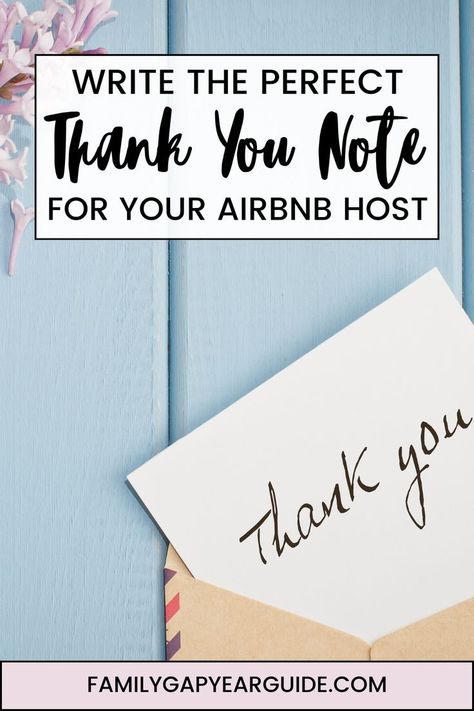 Need a quick example of how to write a great thank you note for your Airbnb host? We've got several copy-and-paste thank you note options here. Pick your favorite, customize as needed, and you're well on your way to a 5-star guest review! Best Thank You Message, Copy And Paste, Thank You Messages, Airbnb Host, Gap Year, Thank You Notes, Thank You Gifts, To Leave, 5 Star