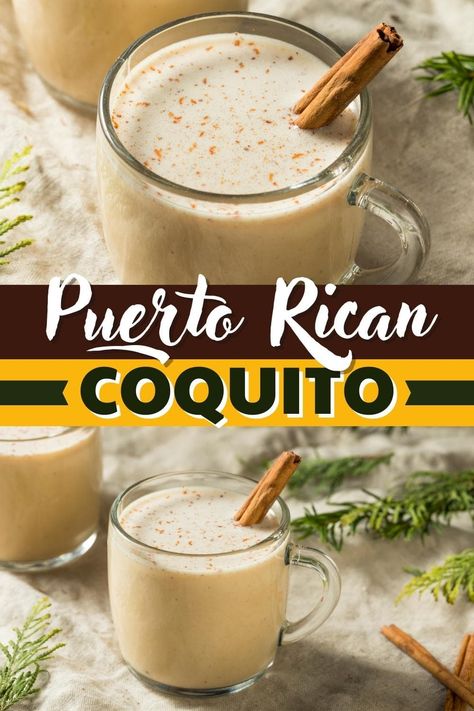 Cocoquito Recipe Puerto Rican, Coquito Recipe Puerto Rican Authentic, Puerto Rican Coquito Recipe, Puerto Rican Coquito, Coquito Recipe, Mix Drinks, Cocktail Serving, White Rum, Christmas Cocktails