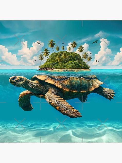 "Giant Sea Turtle Island | Fantasy Ocean Wall Art for Home Decor" Sticker for Sale by Vin  Zzep Giant Sea Turtle, Fantasy Ocean, Turtle Island, Art For Home Decor, Ocean Wall Art, Wall Art For Home, Sea Turtle, Home Art, Wall Art