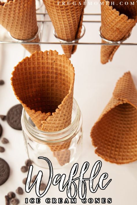 Waffle Cones Recipe, Waffle Ice Cream Cones, Waffle Bowl Recipe, Homemade Waffle Cones, Carnival Treats, Homemade Ice Cream Cone, Ice Cream Cones Recipe, Homemade Waffle, Waffle Cone Recipe