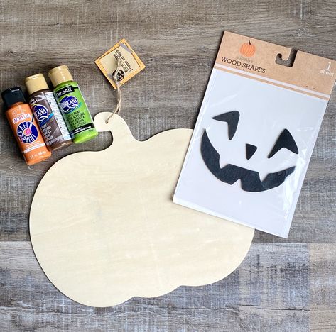 Jack Door Hanger, Jack O Lantern Door Hanger, Wood Jack O Lantern Diy, Dollar Tree Jack O Lantern Sign, Wood Jack O Lantern, Diy Wooden Jack O Lantern, Stained Glass Jack-o-lantern, Easy Halloween Craft, Pumpkin Cutouts