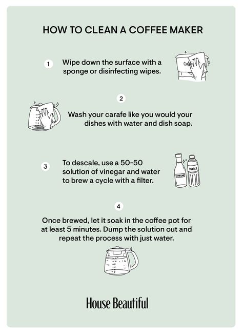 Diy Coffee Maker, Clean A Coffee Maker, Coffee Pot Cleaning, Coffee Maker Cleaning, Disinfecting Wipes, Scrub Sponge, Home Coffee Bar, Vinegar Cleaning, Liquid Dish Soap